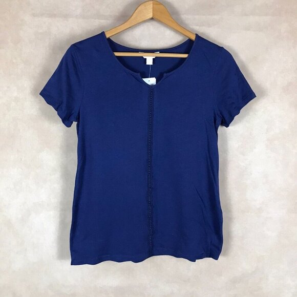 CHARTER CLUB Blue Short Sleeve Cotton Pajama Top NWT XS - Picture 1 of 6